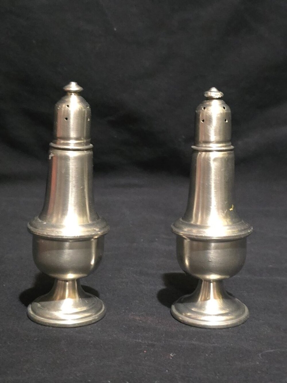 Vtg Empire Pewter Weighted Salt and Pepper Shaker Set #742